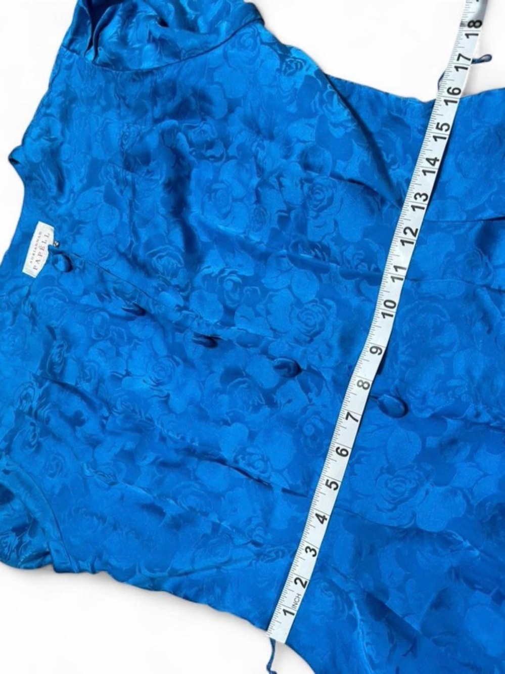 Vintage Adrianna Papell Electric Blue 100% Silk Floral Jacquard Midi Dress - Picture 6 of 8